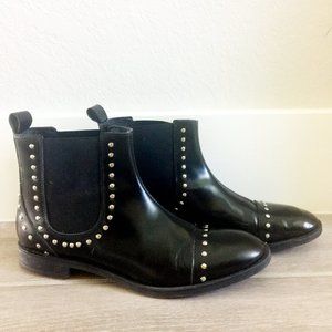 Black ankle boots with studs made in Italy